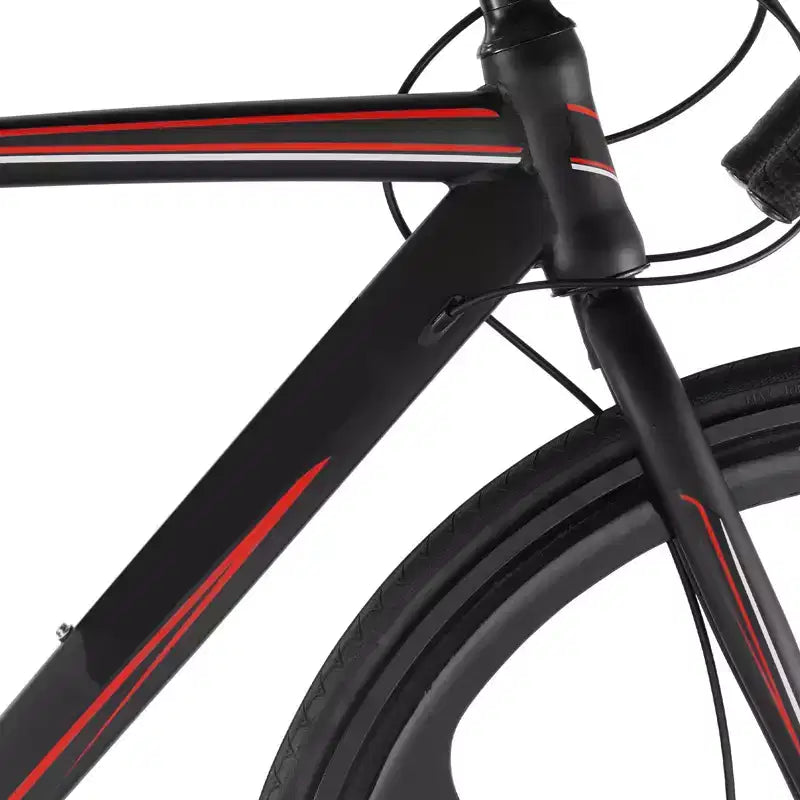 NAYSAYE Bicicletta da Corsa da Strada 700C con 21 Velocità Telaio in Acciaio al Carbonio e Freni a Disco per Pendolarismo Urbano, Nero, 53.74*8.27*29.13