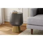 Neal Contemporary 14 inch Wide Cast Aluminum Side Table in Antique Bronze/Antique Brass, Fully Assembled