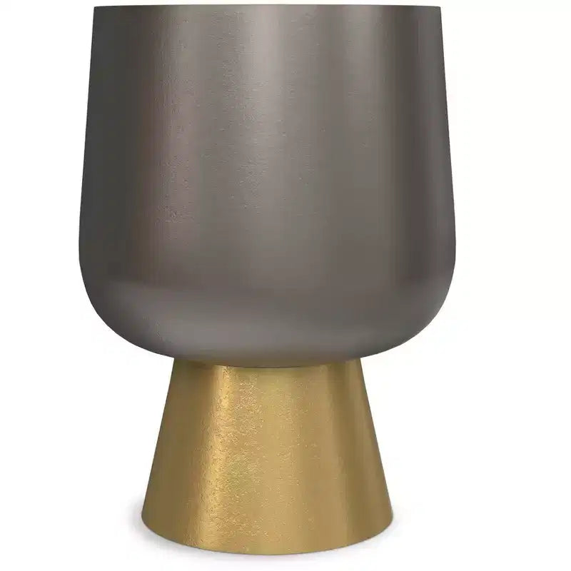 Neal Contemporary 14 inch Wide Cast Aluminum Side Table in Antique Bronze/Antique Brass, Fully Assembled