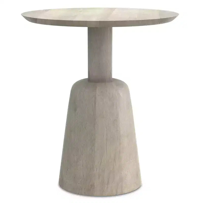 Kessler SOLID MANGO WOOD 18 inch Wide Round Contemporary Side Table in White Wash, Fully Assembled