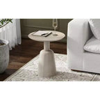 Kessler SOLID MANGO WOOD 18 inch Wide Round Contemporary Side Table in White Wash, Fully Assembled