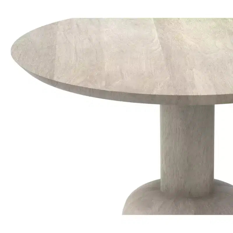 Kessler SOLID MANGO WOOD 18 inch Wide Round Contemporary Side Table in White Wash, Fully Assembled