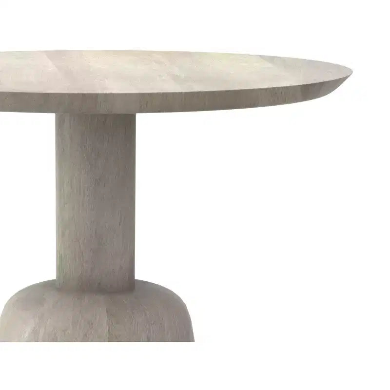 Kessler SOLID MANGO WOOD 18 inch Wide Round Contemporary Side Table in White Wash, Fully Assembled