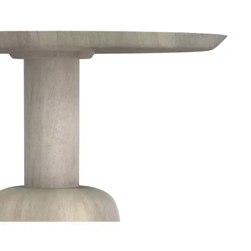 Kessler SOLID MANGO WOOD 18 inch Wide Round Contemporary Side Table in White Wash, Fully Assembled