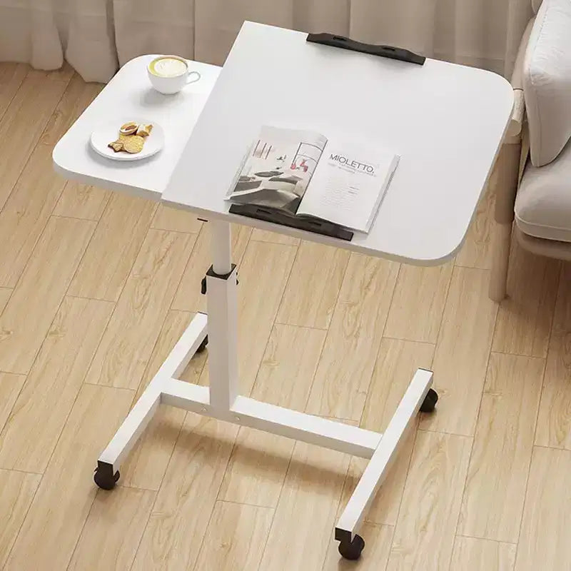 Overbed Table with Wheels, 23.6-37.4in Height Adjustable Over Bed Table Movable Rolling Bedside Table Standing Desk Bed Table for Home Office