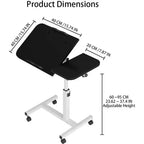 Overbed Table with Wheels, 23.6-37.4in Height Adjustable Over Bed Table Movable Rolling Bedside Table Standing Desk Bed Table for Home Office