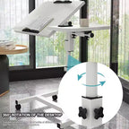 Overbed Table with Wheels, 23.6-37.4in Height Adjustable Over Bed Table Movable Rolling Bedside Table Standing Desk Bed Table for Home Office