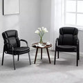 Set of 2 Ergonomic Office Chair with Welded Steel Frame & High-Density Foam, Water-Resistant PU Leather and Thickened Armrests for Office