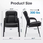 Set of 2 Ergonomic Office Chair with Welded Steel Frame & High-Density Foam, Water-Resistant PU Leather and Thickened Armrests for Office