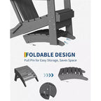 Folding Ottoman, HDPE Outdoor Footrest for Adirondack Chair, All-Weather Resistant for Deck Backyard Patio Outside