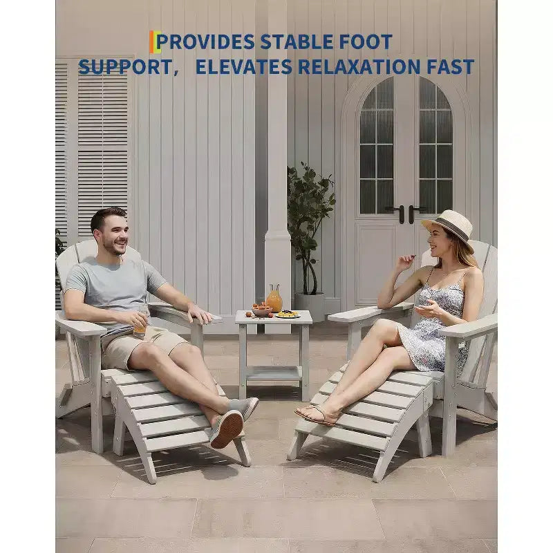 Folding Ottoman, HDPE Outdoor Footrest for Adirondack Chair, All-Weather Resistant for Deck Backyard Patio Outside