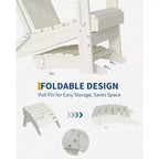 Folding Ottoman, HDPE Outdoor Footrest for Adirondack Chair, All-Weather Resistant for Deck Backyard Patio Outside