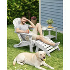 Folding Ottoman, HDPE Outdoor Footrest for Adirondack Chair, All-Weather Resistant for Deck Backyard Patio Outside