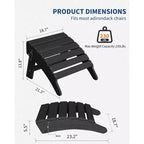 Folding Ottoman, HDPE Outdoor Footrest for Adirondack Chair, All-Weather Resistant for Deck Backyard Patio Outside