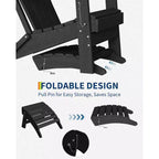 Folding Ottoman, HDPE Outdoor Footrest for Adirondack Chair, All-Weather Resistant for Deck Backyard Patio Outside