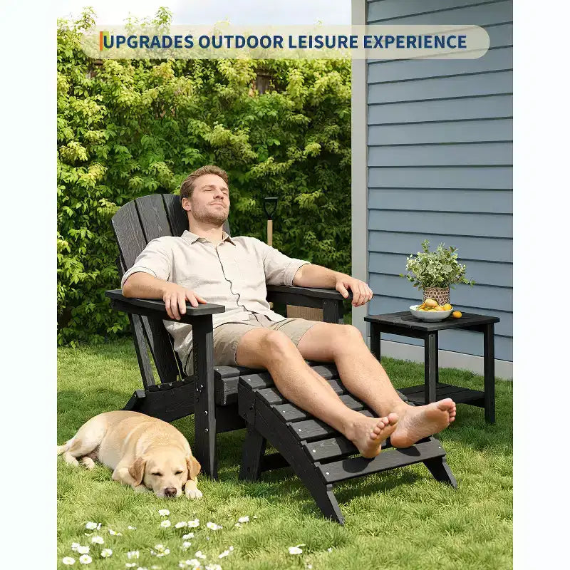 Folding Ottoman, HDPE Outdoor Footrest for Adirondack Chair, All-Weather Resistant for Deck Backyard Patio Outside