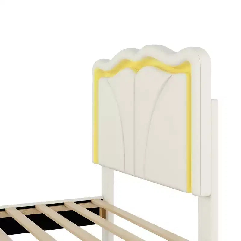 Luxystar PU Upholstered Platform Bed with Height-adjustbale Headboard for Kids? Room, Pink