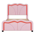 Luxystar PU Upholstered Platform Bed with Height-adjustbale Headboard for Kids? Room, Pink