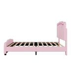 Luxystar PU Upholstered Platform Bed with Height-adjustbale Headboard for Kids? Room, Pink