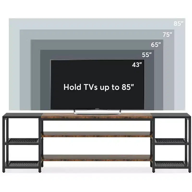 Lantine 78-Inch TV Stand for Up to 85-Inch TVs, Industrial Media Entertainment Center Console with Storage Shelves for Living Room