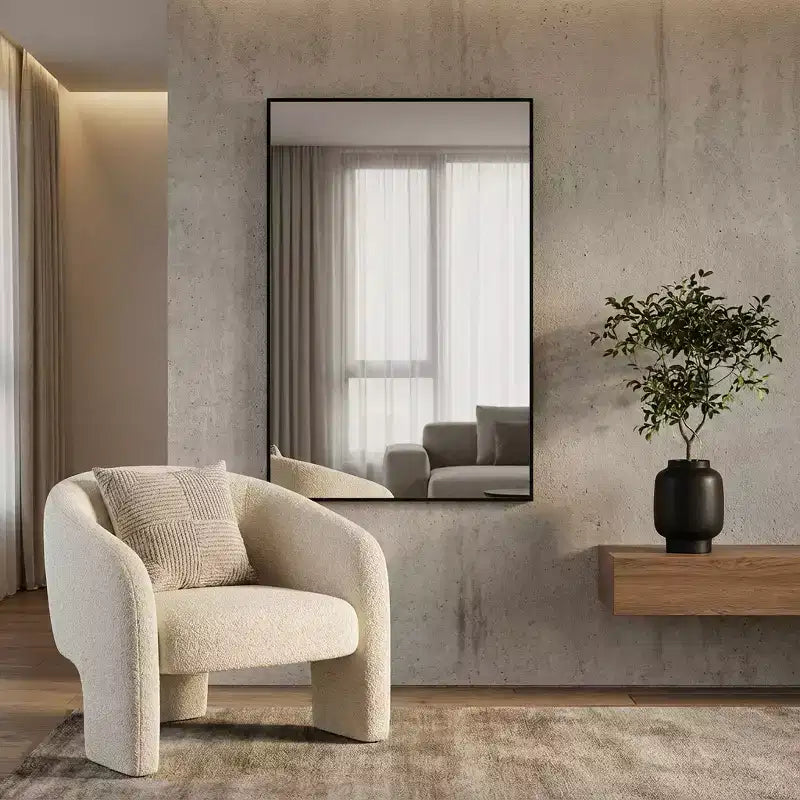 HomeRoots Specchio a Figura Intera con Cornice in Metallo Nero da 51
