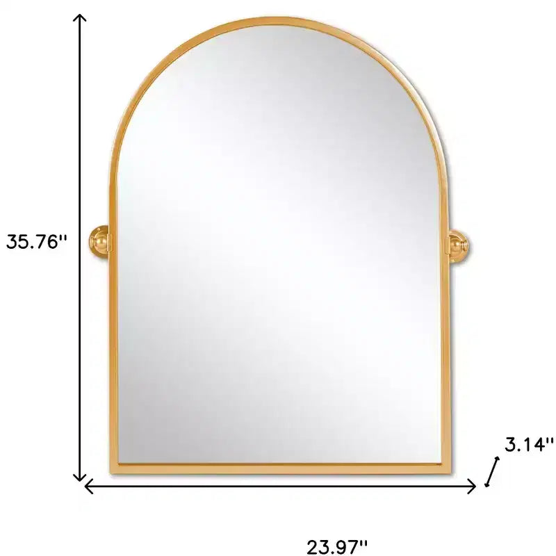 HomeRoots 36 Specchio decorativo con cornice ad arco inclinabile in metallo dorato