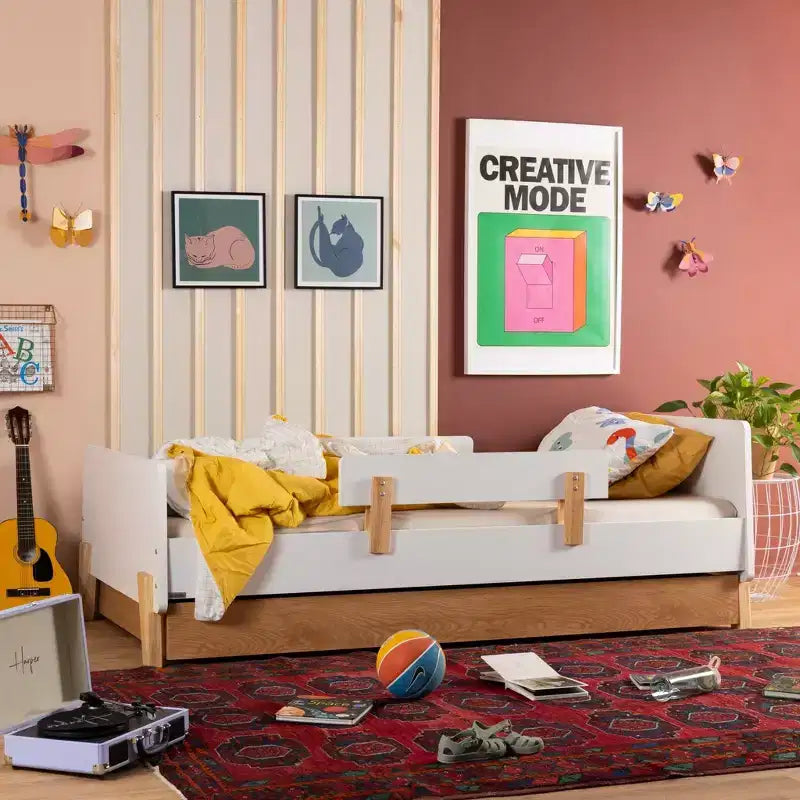 Fun Twin Bed with Safety Guardrails for Kids