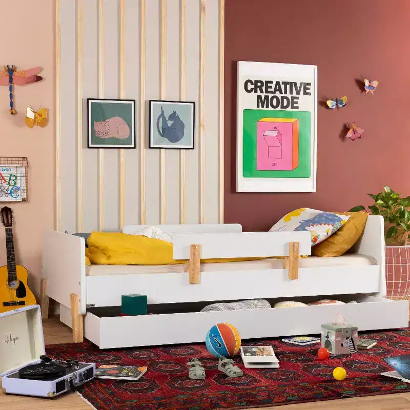 Fun Twin Bed with Safety Guardrails for Kids