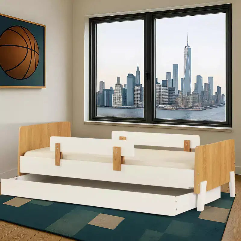 Fun Twin Bed with Safety Guardrails for Kids
