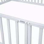Luxystar Metal House Bed with Fence and Door for Kids's Room, White