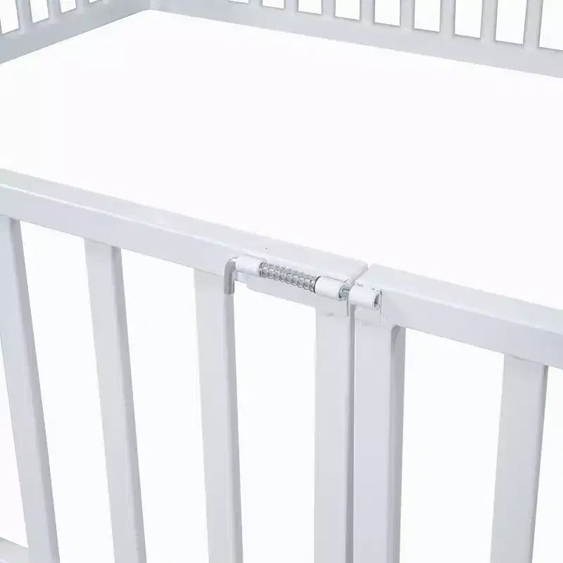 Luxystar Metal House Bed with Fence and Door for Kids's Room, White