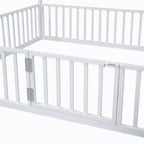 Luxystar Metal House Bed with Fence and Door for Kids's Room, White