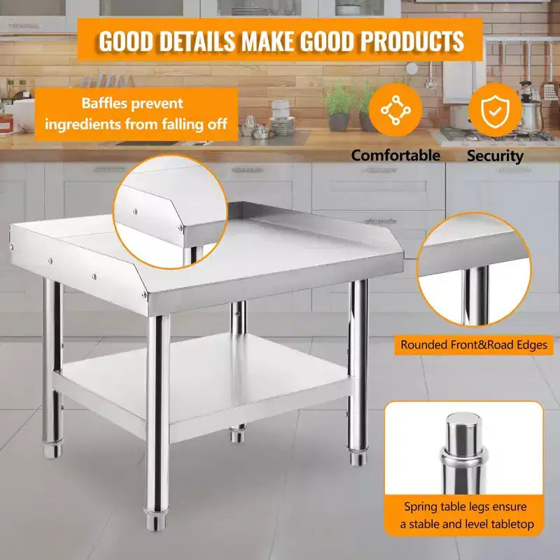 24X28 Grill Stand Table, 1000 Lbs Heavy-Duty Stainless Steel Prep Table with 220 Lbs Undershelf, Ideal for Commercial Kitchens, Hotels, and Homes