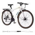 VEVOR Hybrid Bike, Lightweight Aluminum Frame Bike, 700c Wheel Men Women Hybrid Bicycle, Step-Over Adult Urban City Commuter Bikes, White