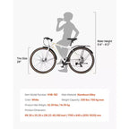 VEVOR Bici Ibrida, Bici Leggera con Telaio in Alluminio, Bici Ibrida da Uomo Donna con Ruote da 700c, Bici da Città Urbana per Adulti con Telaio Standard, Bianco