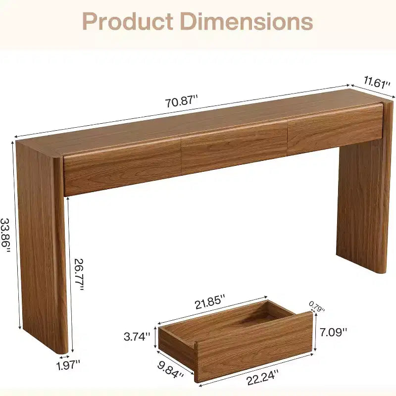 Tavolo Consolle Lantine da 70,9 Pollici con 3 Cassetti, Tavolo da Ingresso in Legno Dietro il Divano per Entrata, Foyer, Corridoio, Soggiorno, Marrone, Facile Montaggio