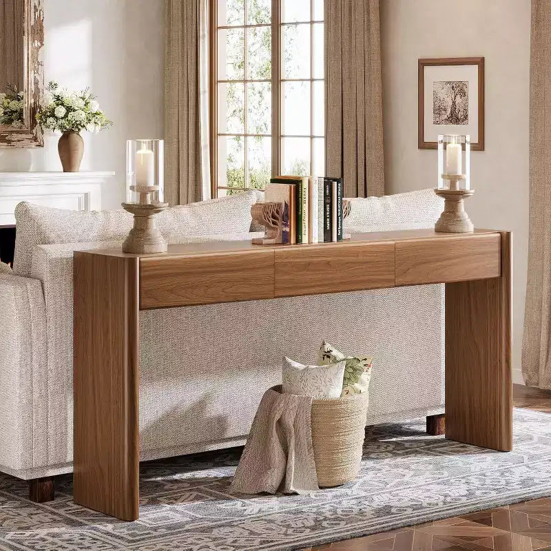 Tavolo Consolle Lantine da 70,9 Pollici con 3 Cassetti, Tavolo da Ingresso in Legno Dietro il Divano per Entrata, Foyer, Corridoio, Soggiorno, Marrone, Facile Montaggio