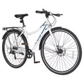 VEVOR Hybrid Bike, Lightweight Aluminum Frame Bike, 700c Wheel Men and Women Hybrid Bicycle, Step-Through Adult Urban City Commuter Bikes, White