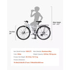 Bici Ibrida VEVOR, Bici con Telaio Leggero in Alluminio, Bici Ibrida da Uomo e da Donna con Ruote da 700c, Bici da Pendolare Urbane per Adulti con Telaio a Scavalco, Bianca