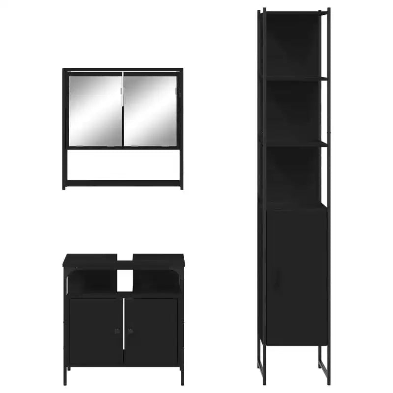 vidaXL Set di Mobili da Bagno con Mensola 3 pz in Legno Ingegnerizzato Moderno Compatto