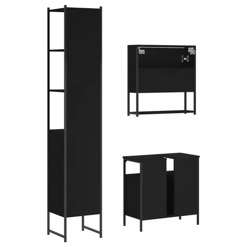 vidaXL Set di Mobili da Bagno con Mensola 3 pz in Legno Ingegnerizzato Moderno Compatto