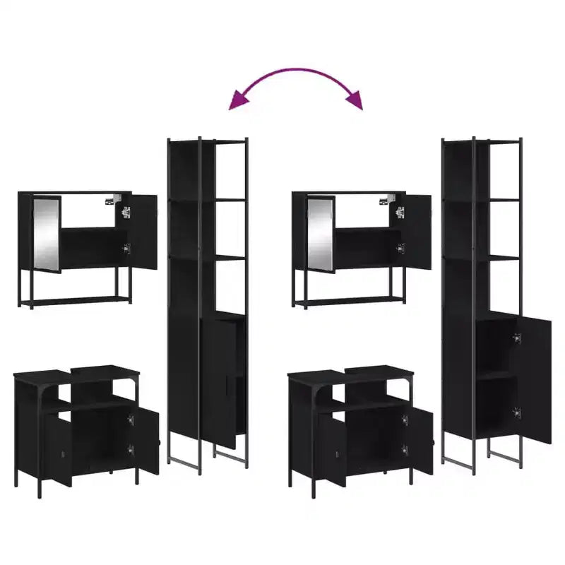 vidaXL Set di Mobili da Bagno con Mensola 3 pz in Legno Ingegnerizzato Moderno Compatto