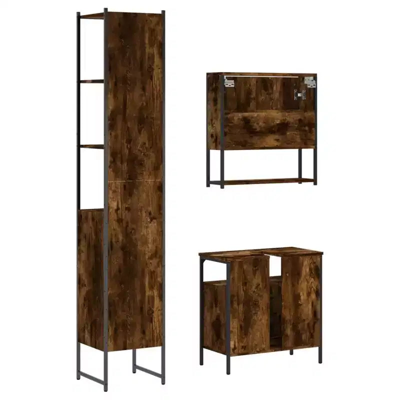 vidaXL Set di Mobili da Bagno con Mensola 3 pz in Legno Ingegnerizzato Moderno Compatto