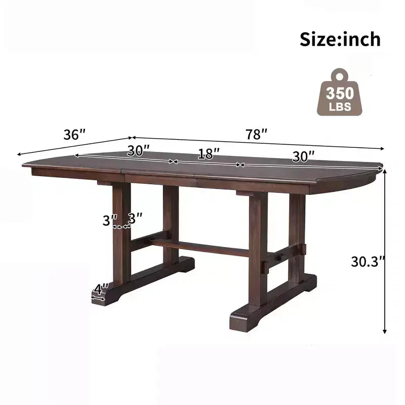 GDF Studio Vaughn, tavolo da pranzo allungabile da 152-198 cm con prolunga rimovibile, grande tavolo allungabile per 4-8 persone