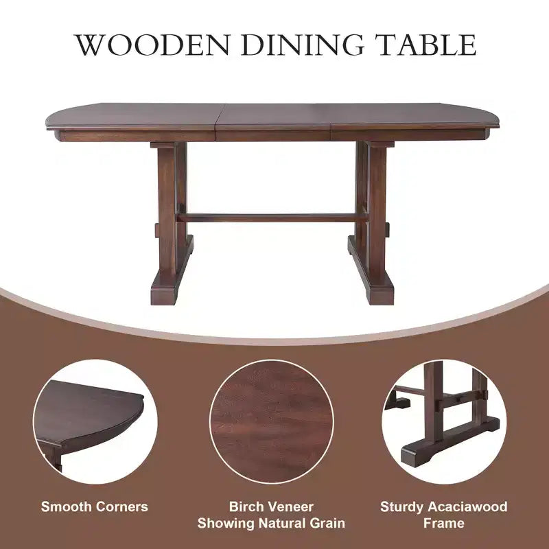 GDF Studio Vaughn, tavolo da pranzo allungabile da 152-198 cm con prolunga rimovibile, grande tavolo allungabile per 4-8 persone
