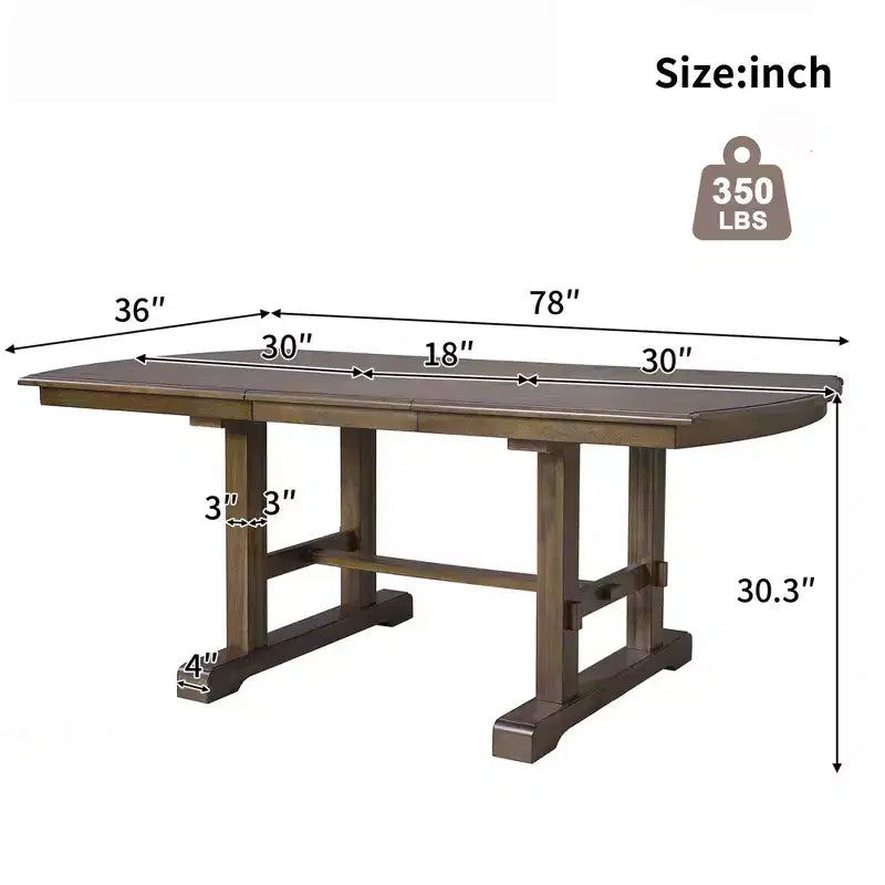 GDF Studio Vaughn, tavolo da pranzo allungabile da 152-198 cm con prolunga rimovibile, grande tavolo allungabile per 4-8 persone