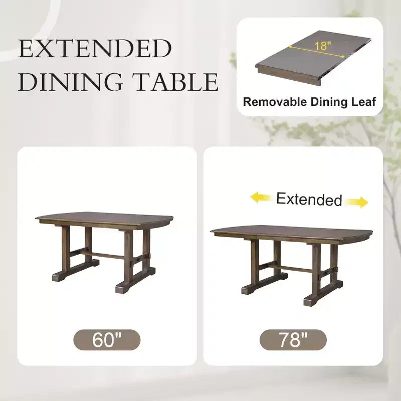 GDF Studio Vaughn, tavolo da pranzo allungabile da 152-198 cm con prolunga rimovibile, grande tavolo allungabile per 4-8 persone