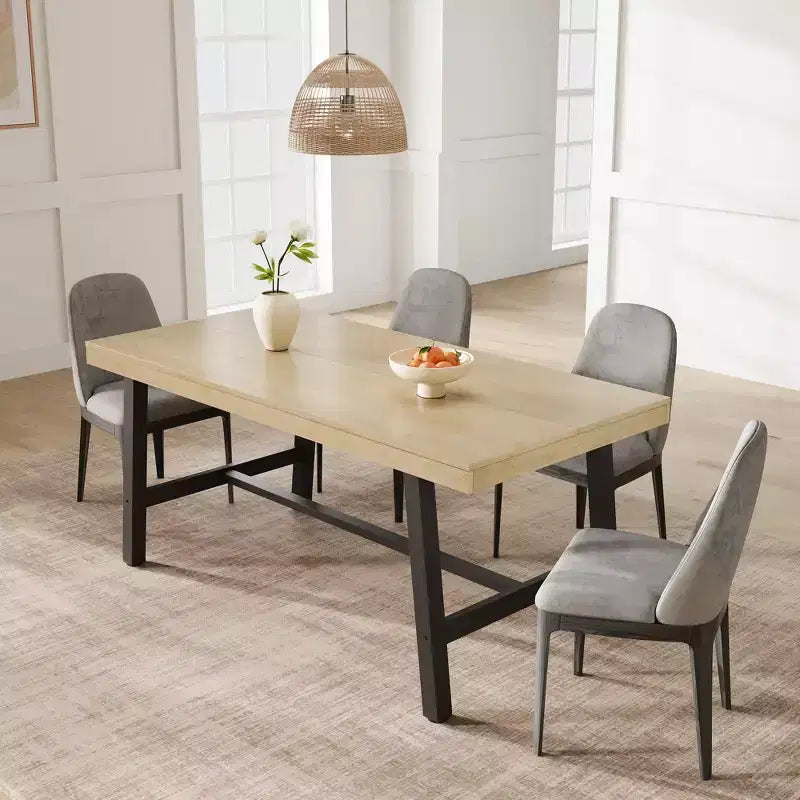 Industrial Dining Table for 4-6 People, 63 Long Wooden Kitchen Table with Sturdy Metal Frame & Rustic Brown Finish - Seats 4 Rectangular Counter