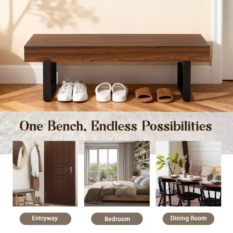 GDF Studio Sullivan Farmhouse 59 Wood Bench, Versatile Modern Shoe Bench
