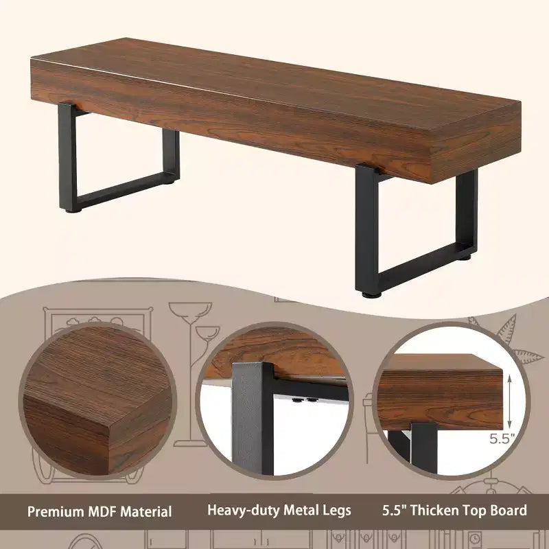 GDF Studio Sullivan Farmhouse 59 Wood Bench, Versatile Modern Shoe Bench
